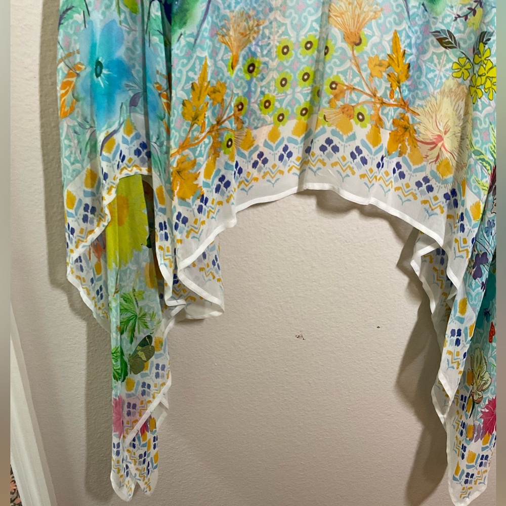 Soft Surroundings Boho Floral Kimono Cardigan – One Size – 100% Rayon hippie - Picture 12 of 16